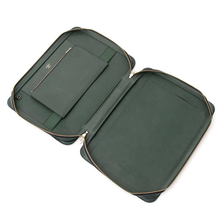 LOUIS VUITTON: Baltik Green Taiga Leather LV Portfolio/Laptop/Briefcase  (ou)