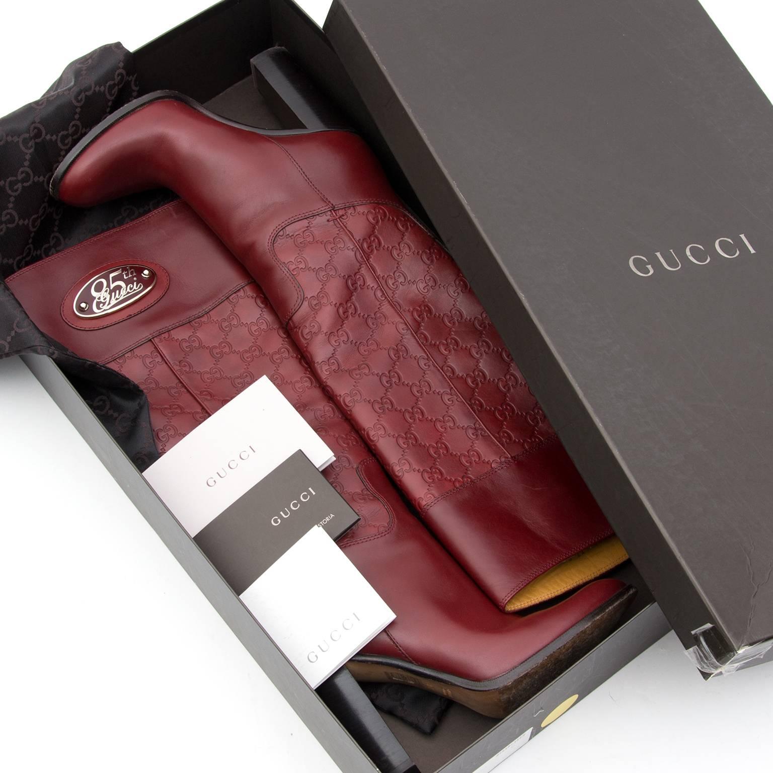 Gucci Monogram Leather Knee Boots 1