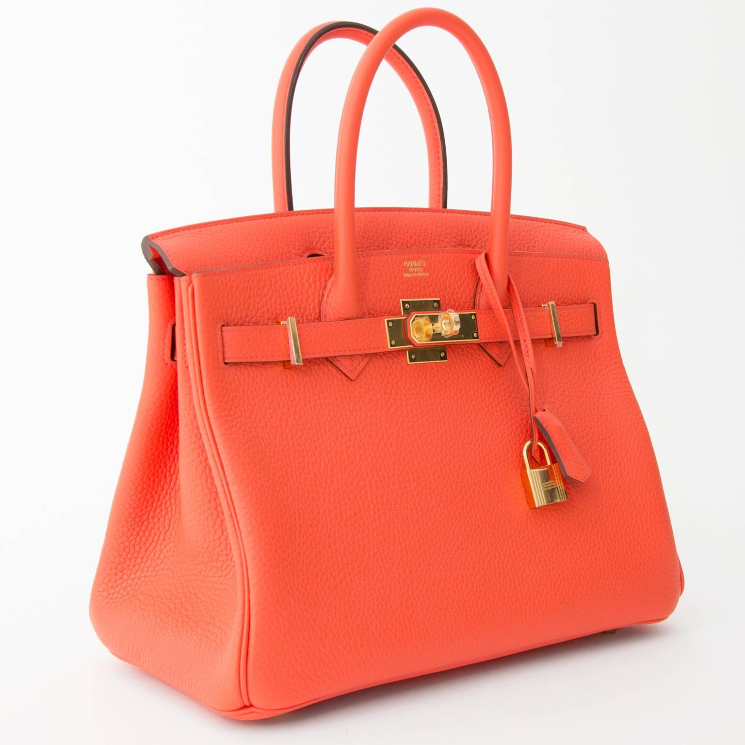 Donna Nuovo Hermes Birkin 30 Arancione Papavero