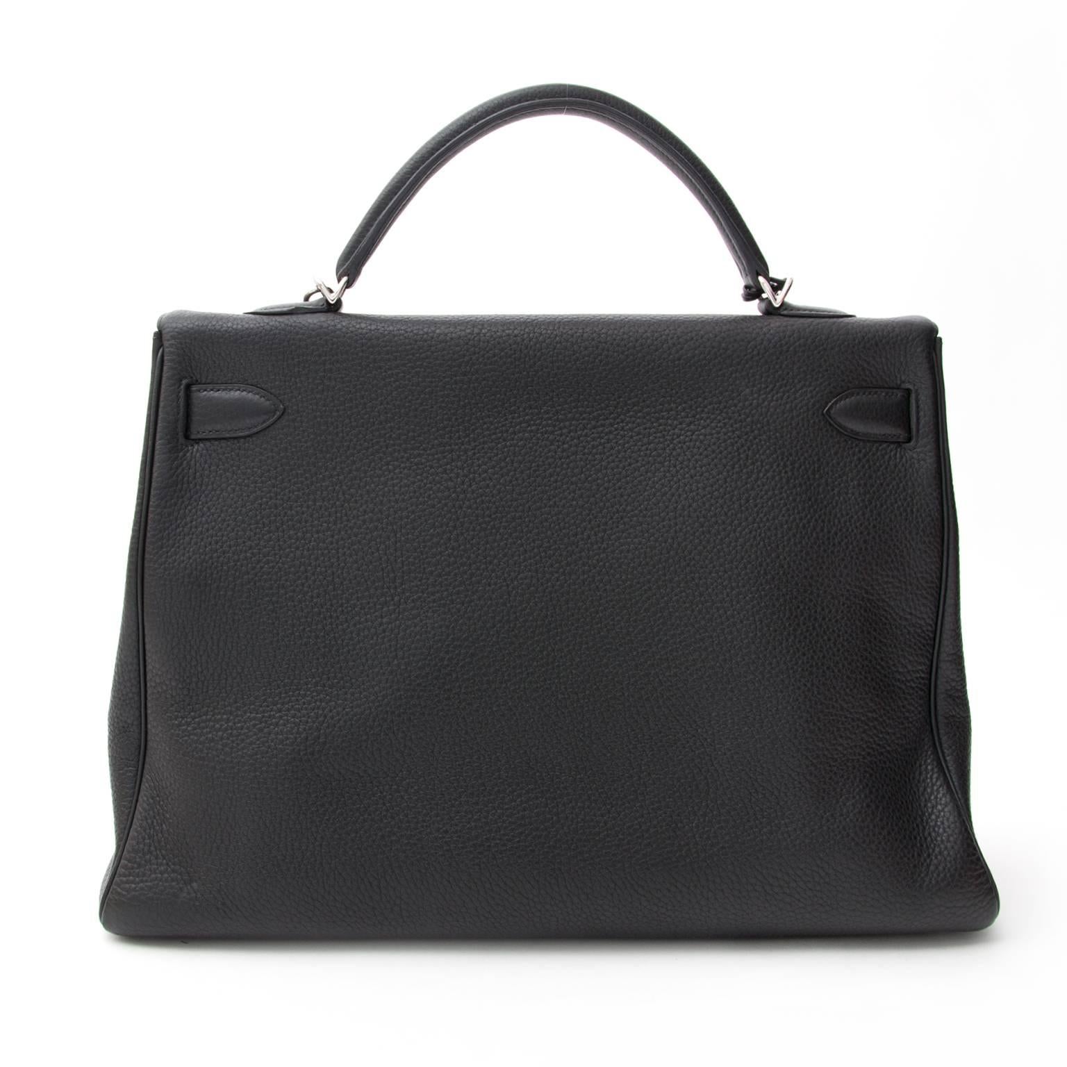 Hermes Kelly Black 40 PHW Clemence Taurillon 5