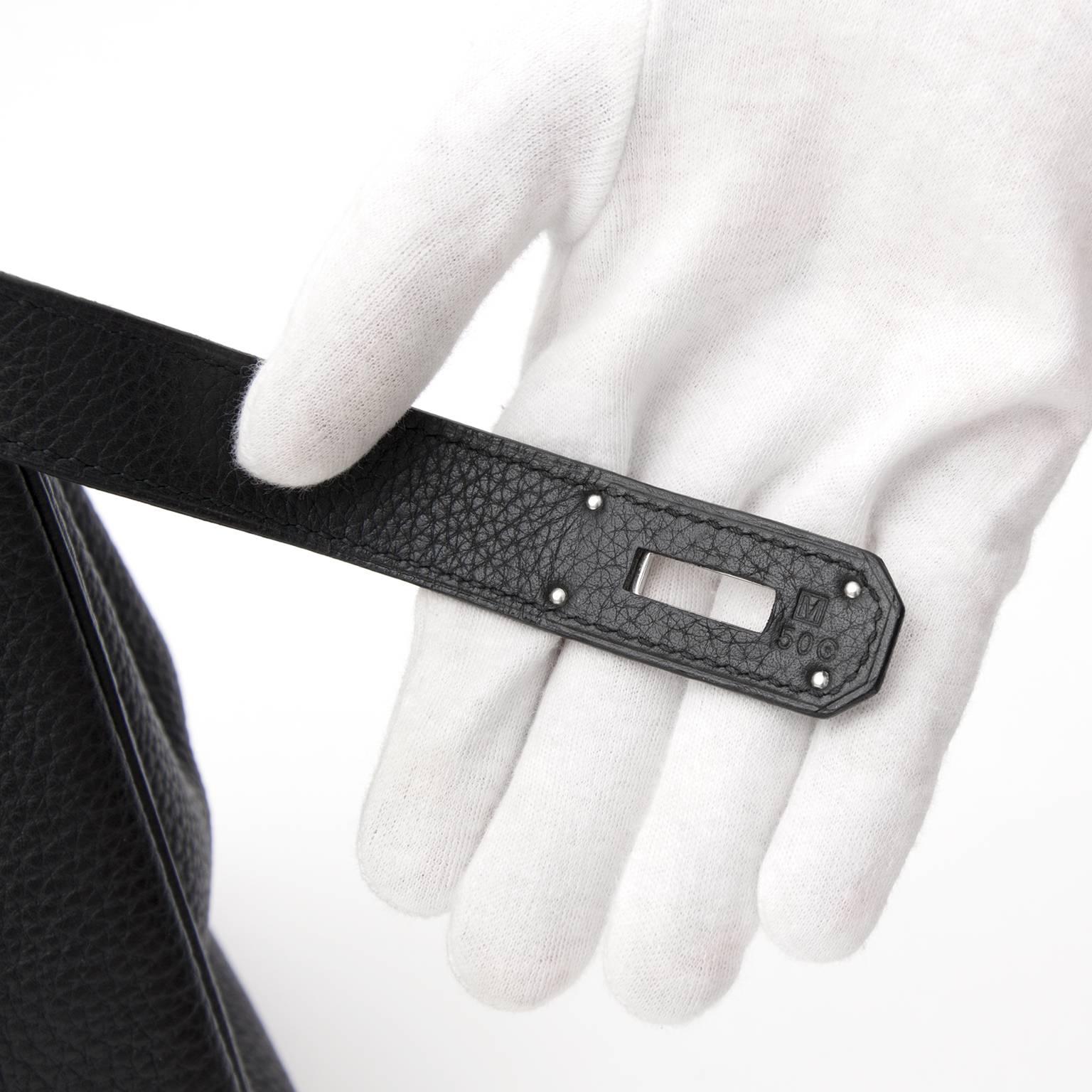 Hermes Kelly Black 40 PHW Clemence Taurillon 1