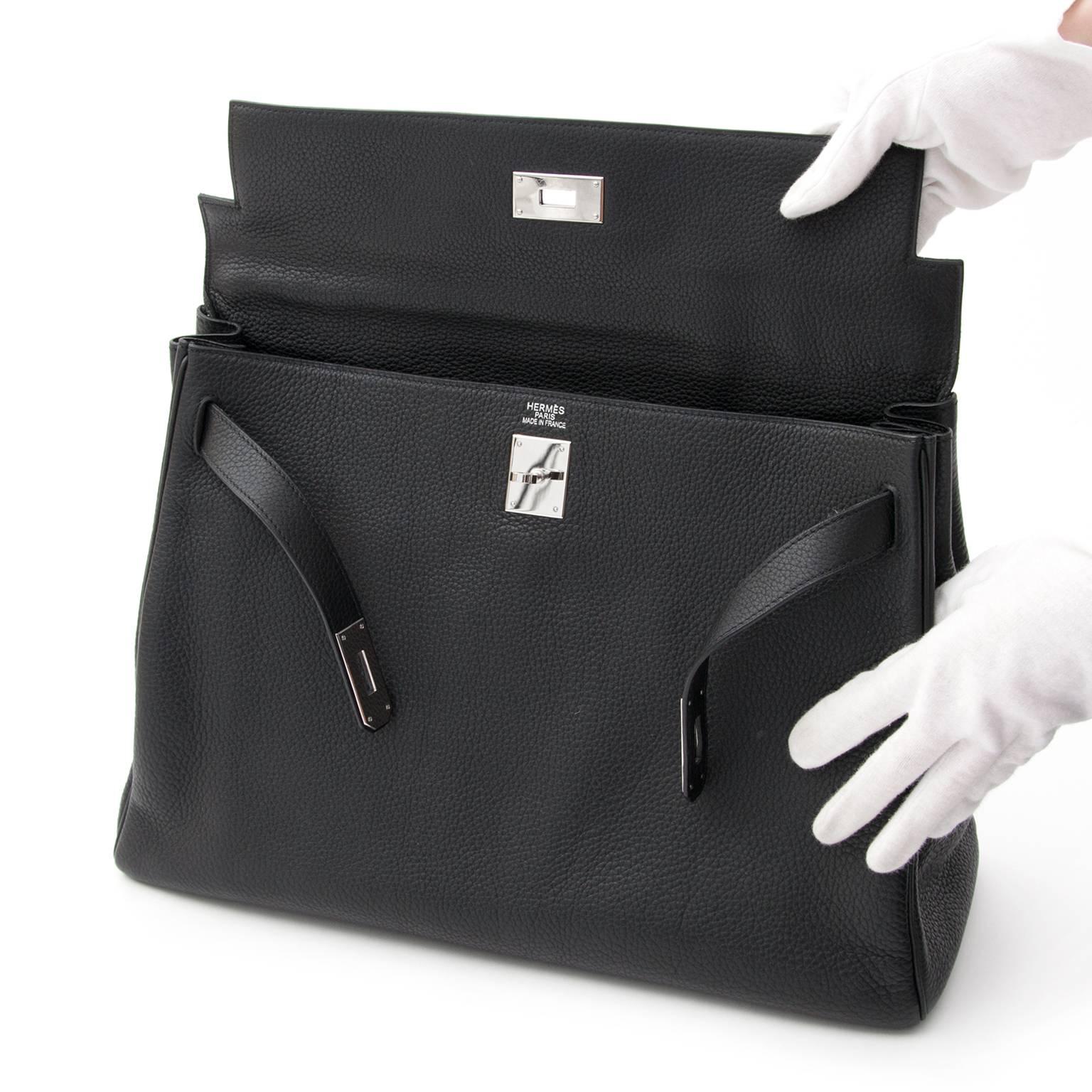 Hermes Kelly Black 40 PHW Clemence Taurillon 4