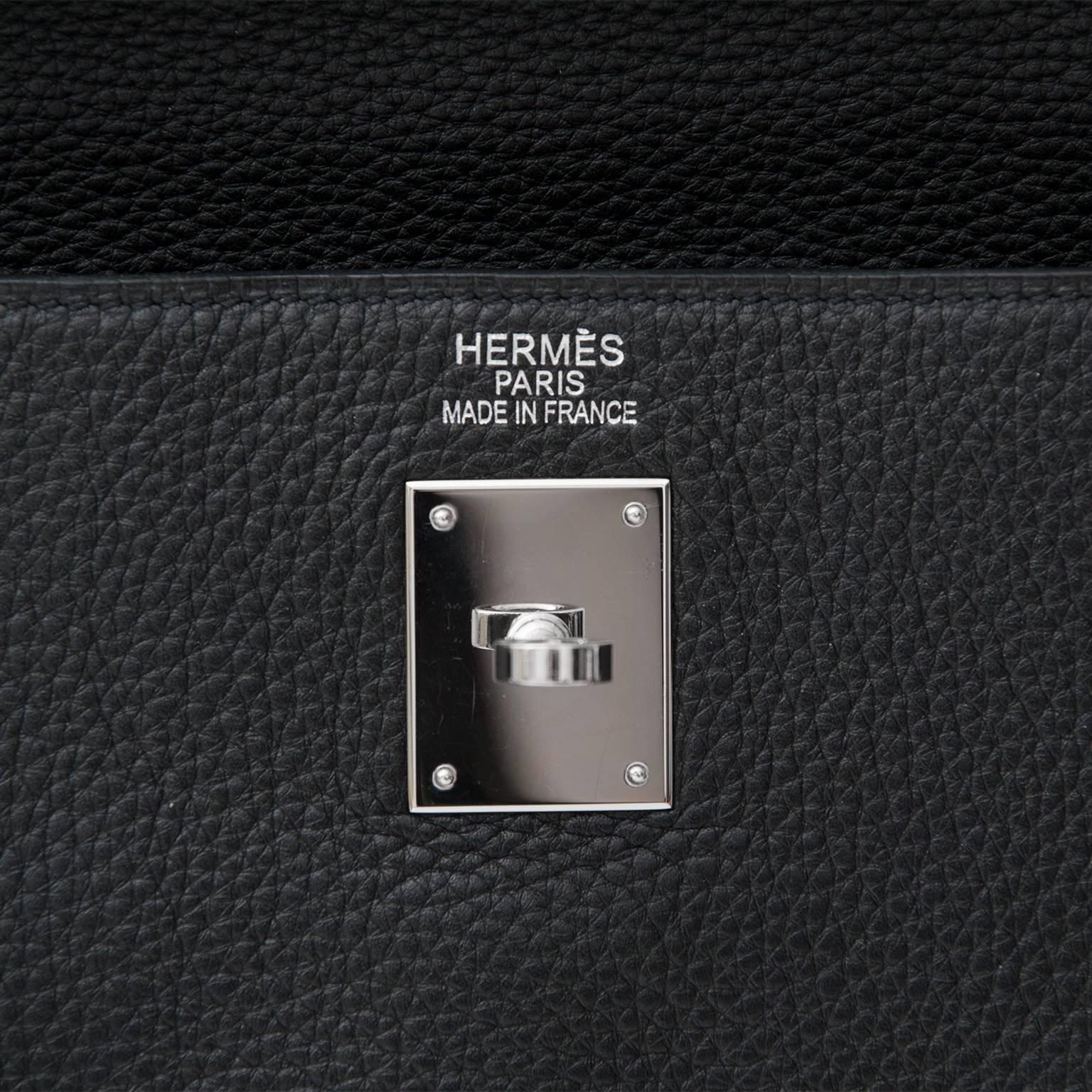 Hermes Kelly Black 40 PHW Clemence Taurillon 6