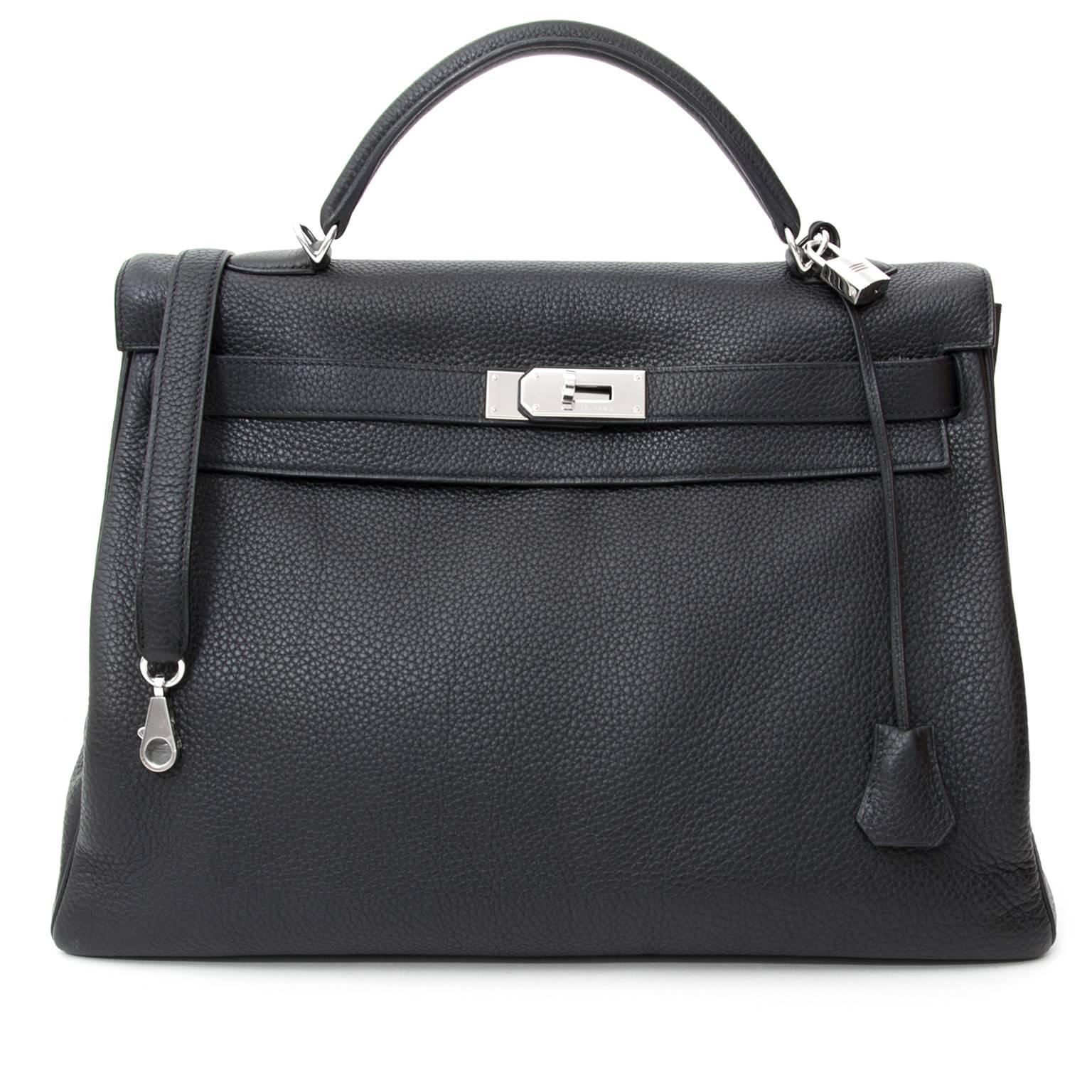 Hermes Kelly Black 40 PHW Clemence Taurillon 3