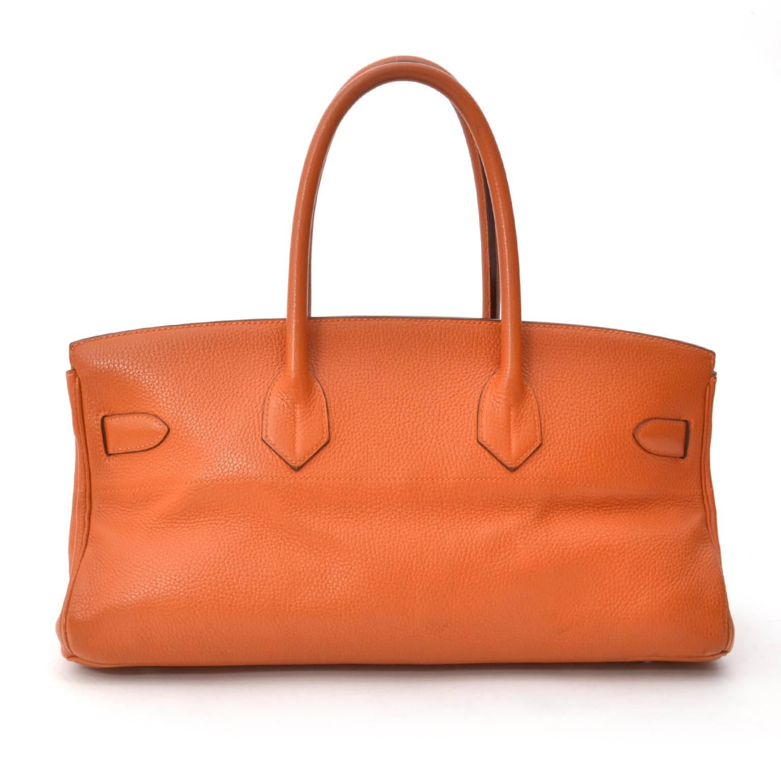 Hermès Birkin Shoulder Bag PHW Pumpkin Orange In Good Condition In Antwerp, BE