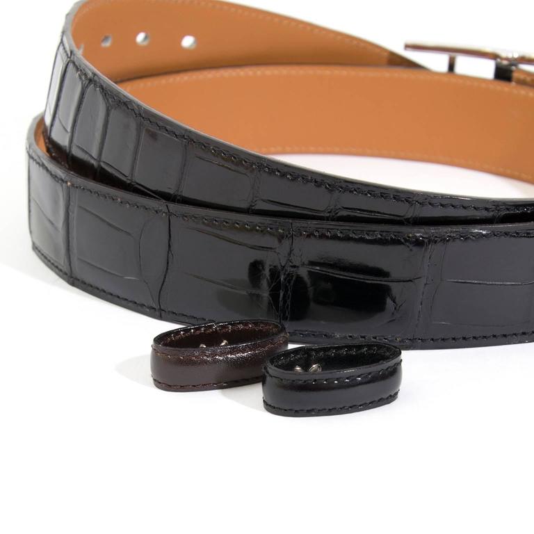 Hermès Black Quentin Crocodile Belt at 1stDibs hermes quentin belt