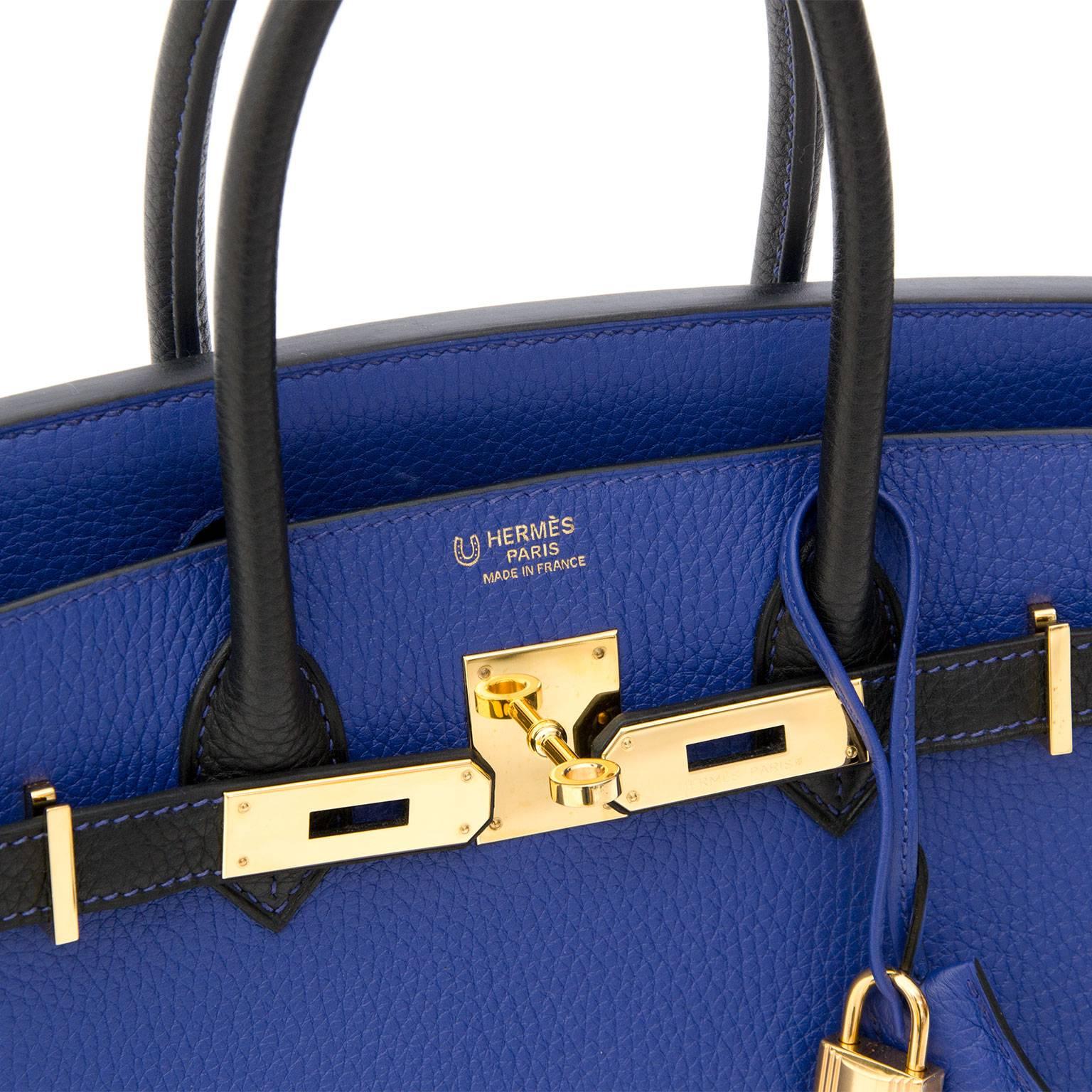 Hermès Birkin 30 Bicolor Blau Electrique Schwarz Permabrass 2