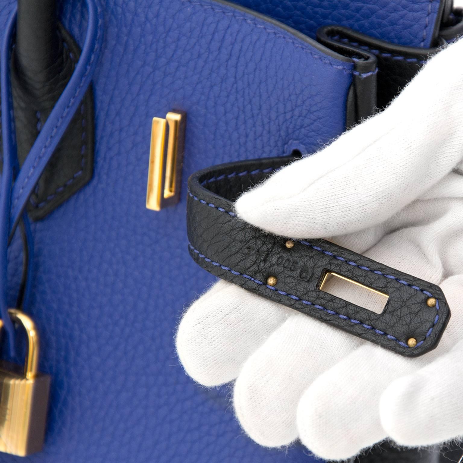 Hermès Birkin 30 Bicolor Blau Electrique Schwarz Permabrass 3
