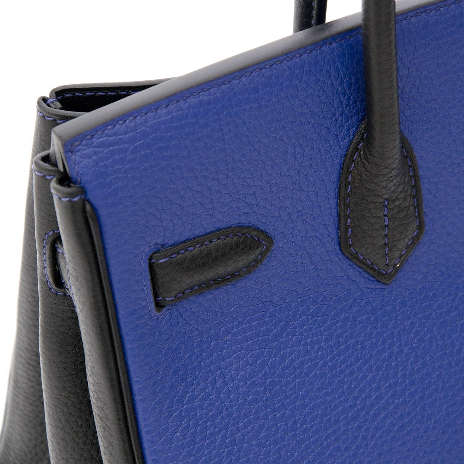 Hermès Birkin 30 Bicolor Blue Electrique Black Permabrass 5