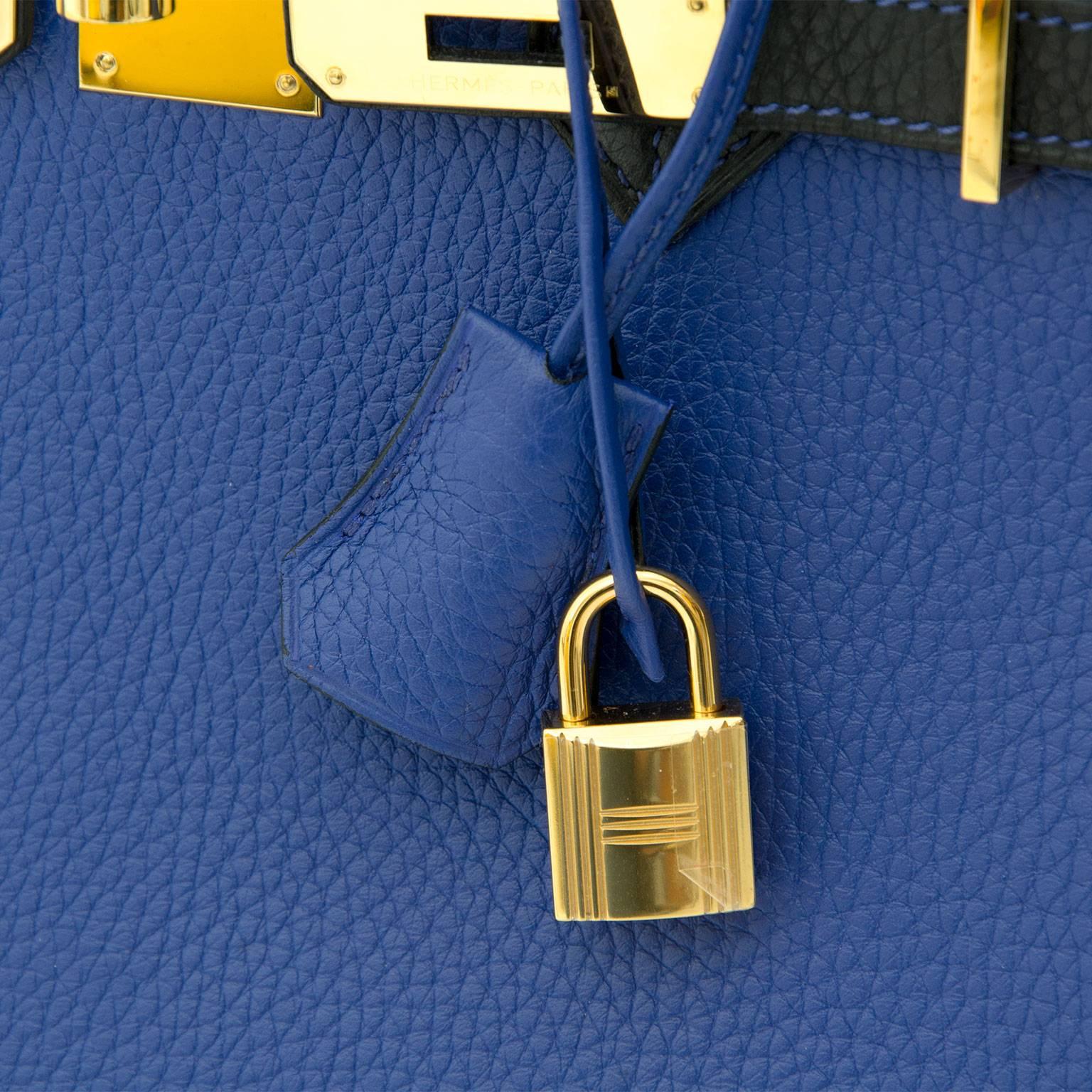 Hermès Birkin 30 Bicolor Blau Electrique Schwarz Permabrass 6
