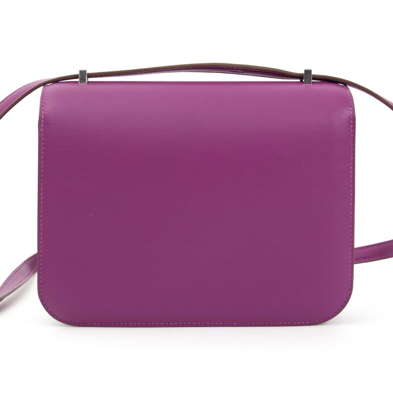 Purple Brand New Hermes Anemone Constance Mini Veau Swift PHW
