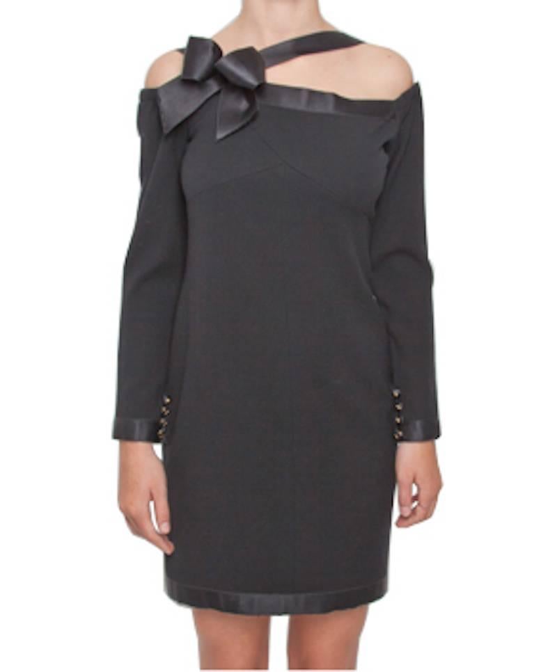 Chanel Asymmetric Black Dress 'Bow' 1