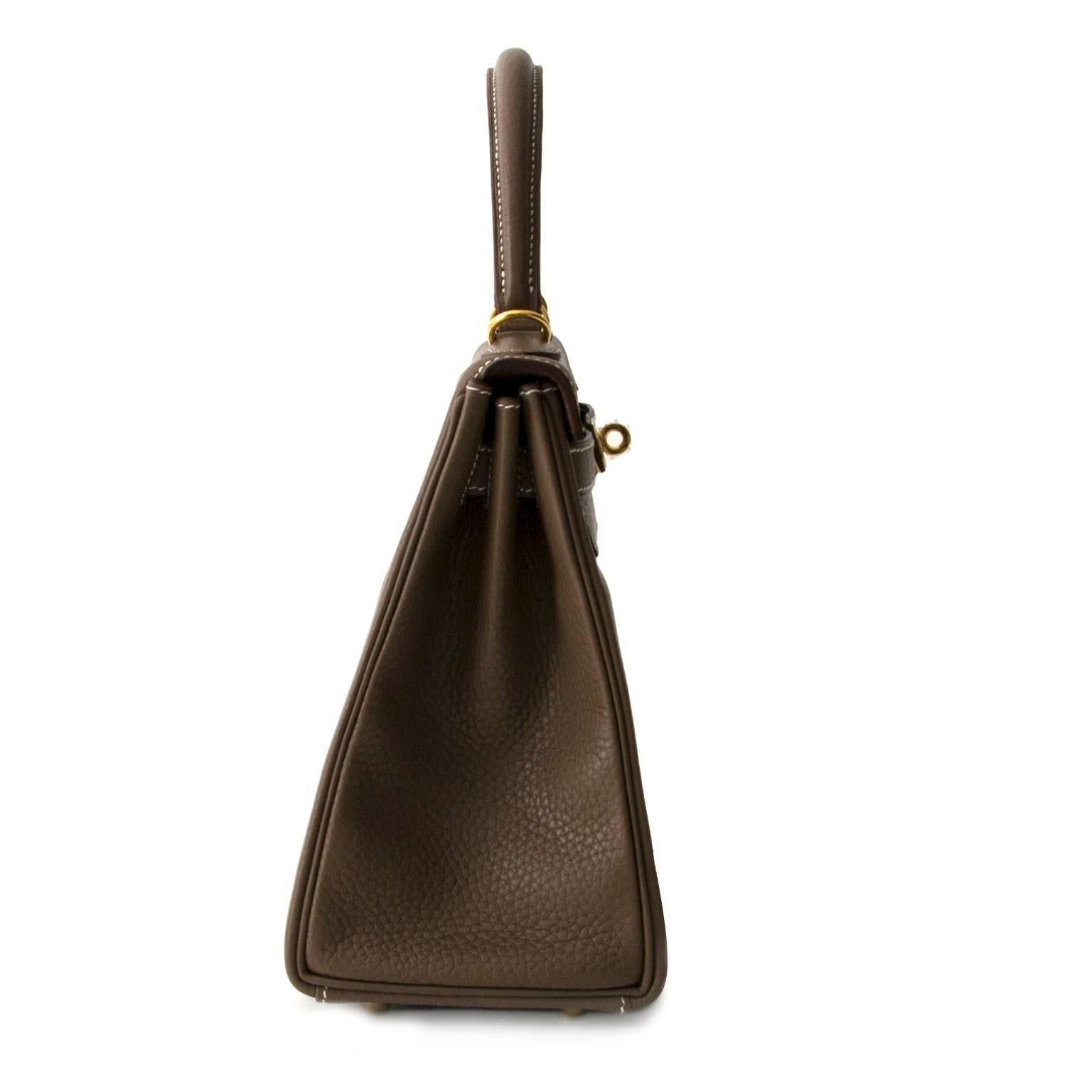 Brandneu Hermès Kelly Retourne 28 Etoupe Clemence Taurillon 1