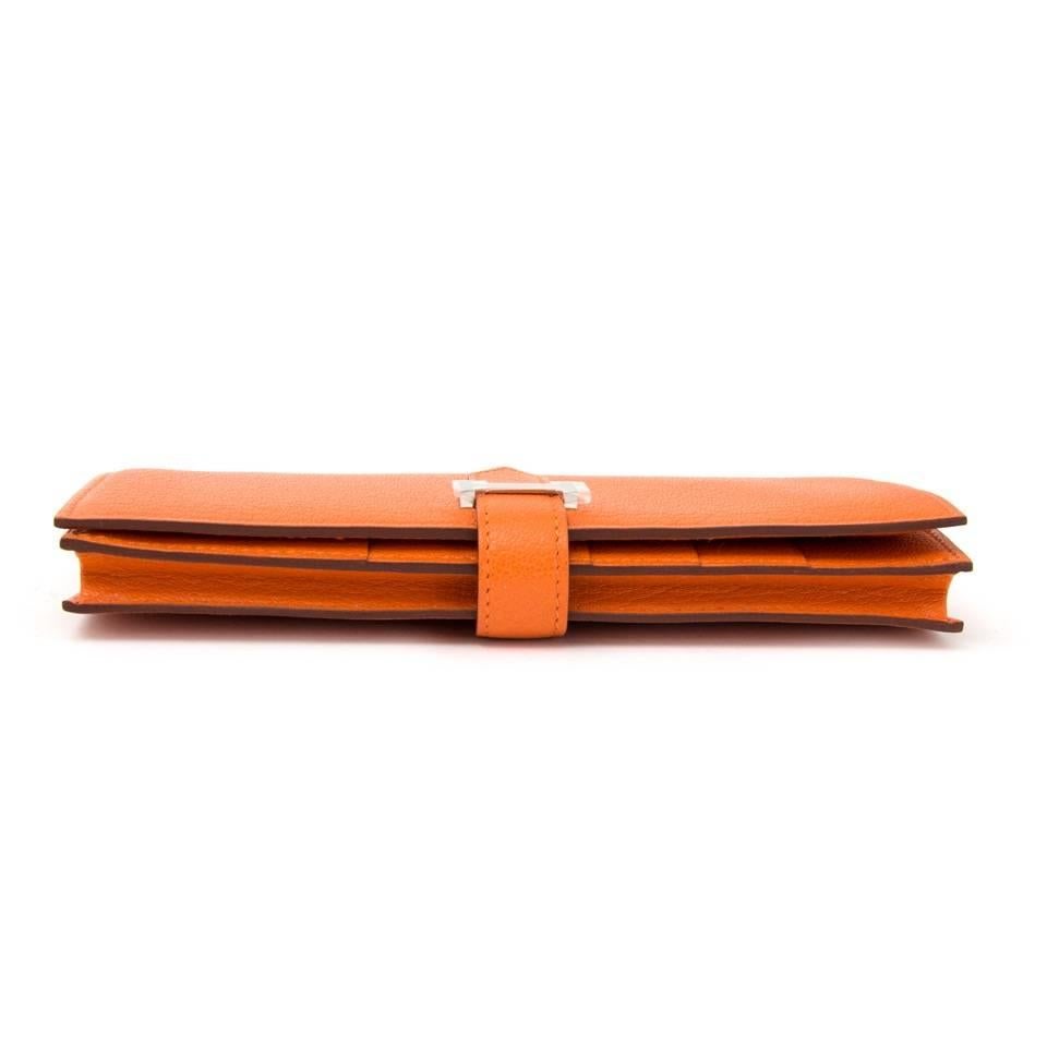 Women's or Men's Hermès Orange Bearn Souflet Wallet