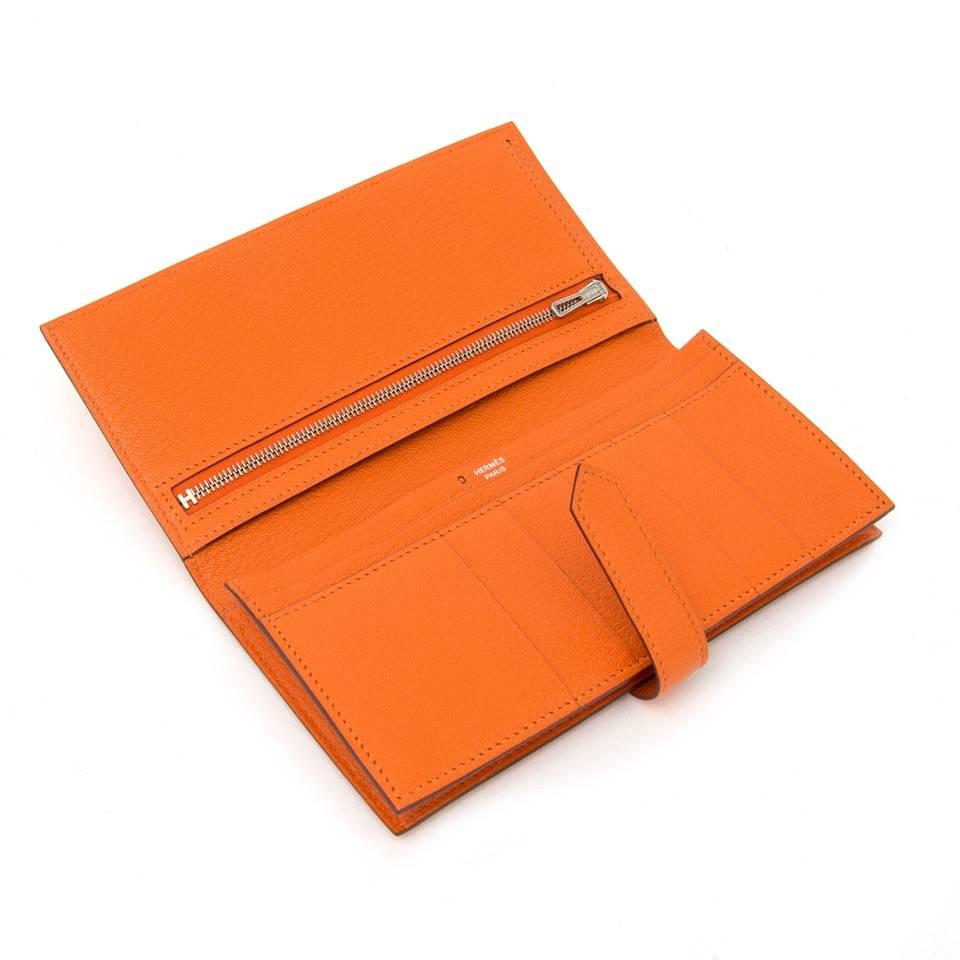 Hermès Orange Bearn Souflet Wallet 1