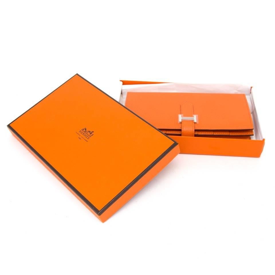Hermès Orange Bearn Souflet Wallet 2