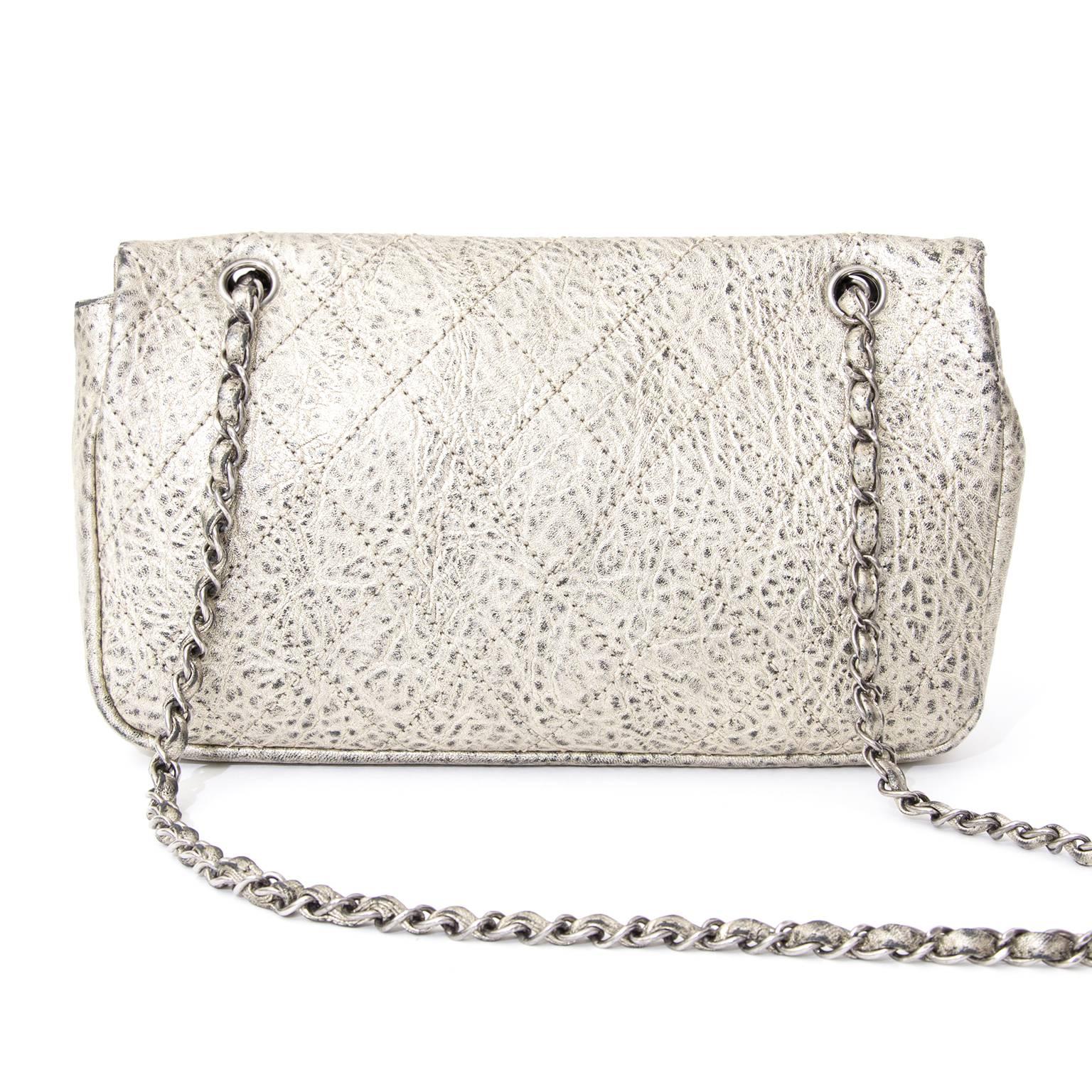 Rare Chanel Aged Silver Classic Flap Bag at 1stDibs | silver chanel bag ...