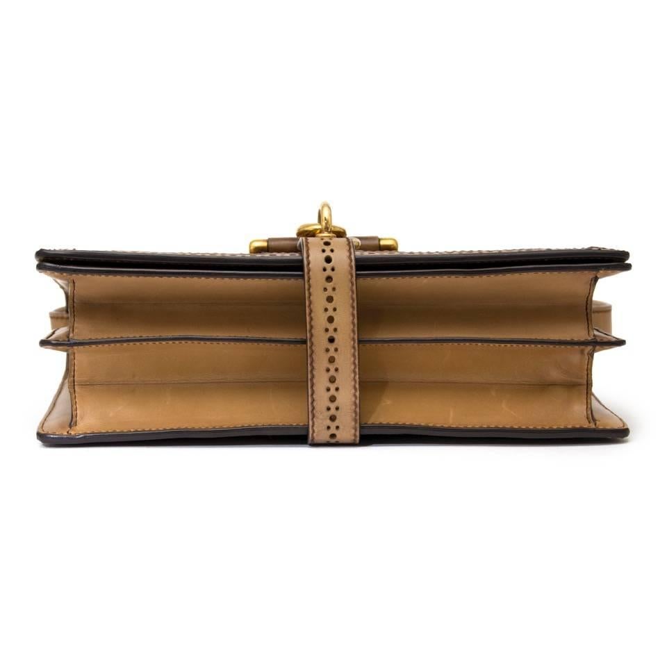 Women's Gucci Duilio Brogue Leather Shoulder Bag