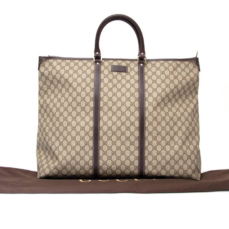 Brand new Gucci XL monogram weekender tote. The perfect travel companion for all your weekend get-aways. The bag closes with a zipper and opens to a wide and practical interior. Light, supple and always ready for immediate departure. This classic