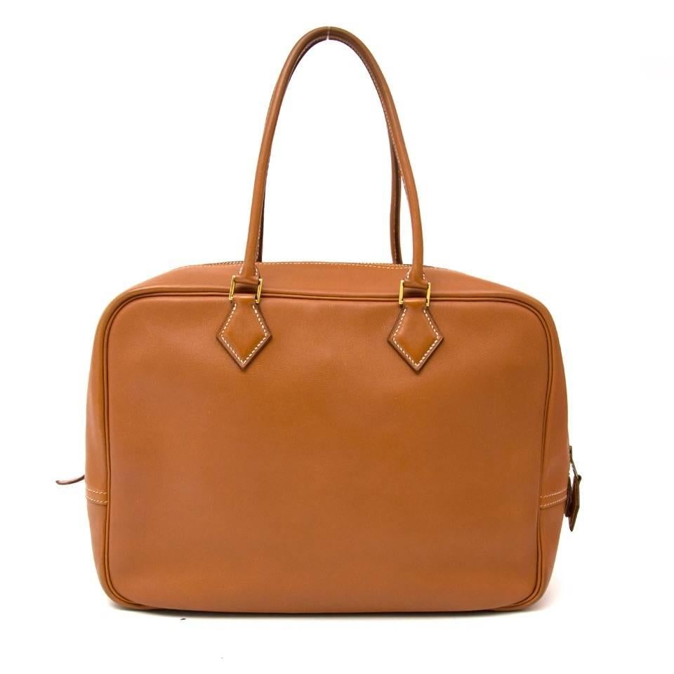 Brown Hermes Cognac Plume Bag 