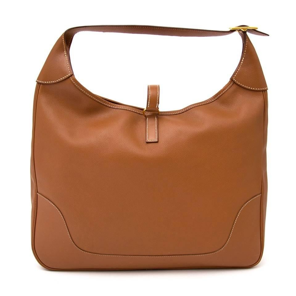 Brown Hermes Cognac Trim Shoulder Bag