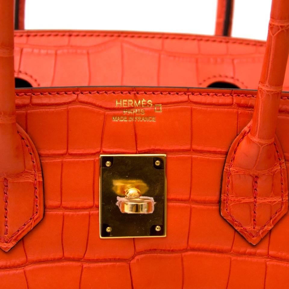 *Brand New* Hermès Birkin 30 Alligator Orange Poppy GHW at 1stDibs ...