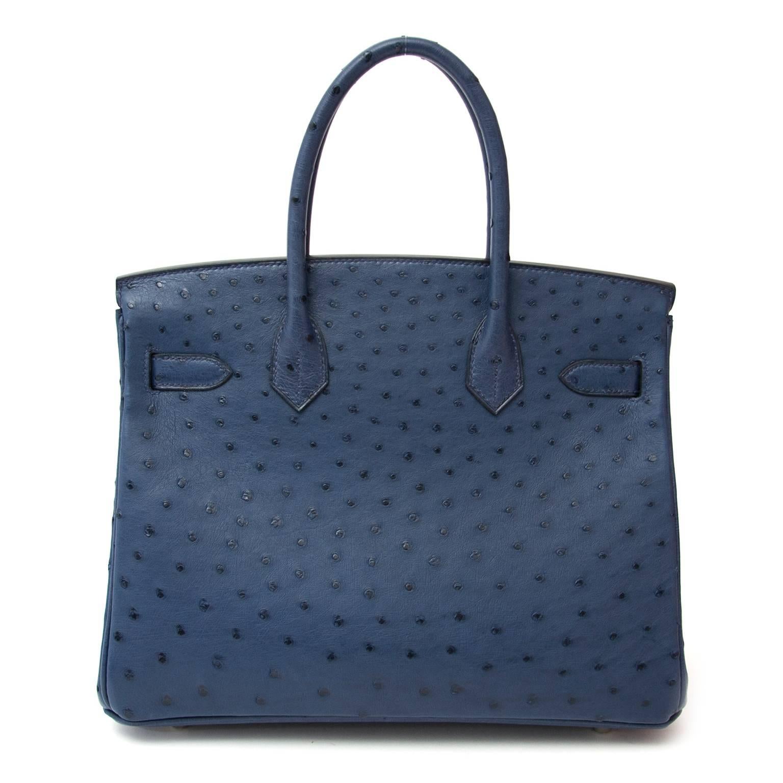 Impeccable Hermès Birkin bag in one of Hermes most beautiful blue tones “bleu de malte” with palladium hardware. Hermès bags are considered the ultimate luxury item worldwide. 

It is quite rare in this exotic variety of Ostrich skin with