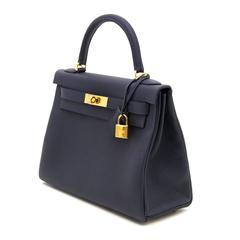 BRAND NEW Hermes Kelly Retourne 28 Togo Bleu Nuit GHW