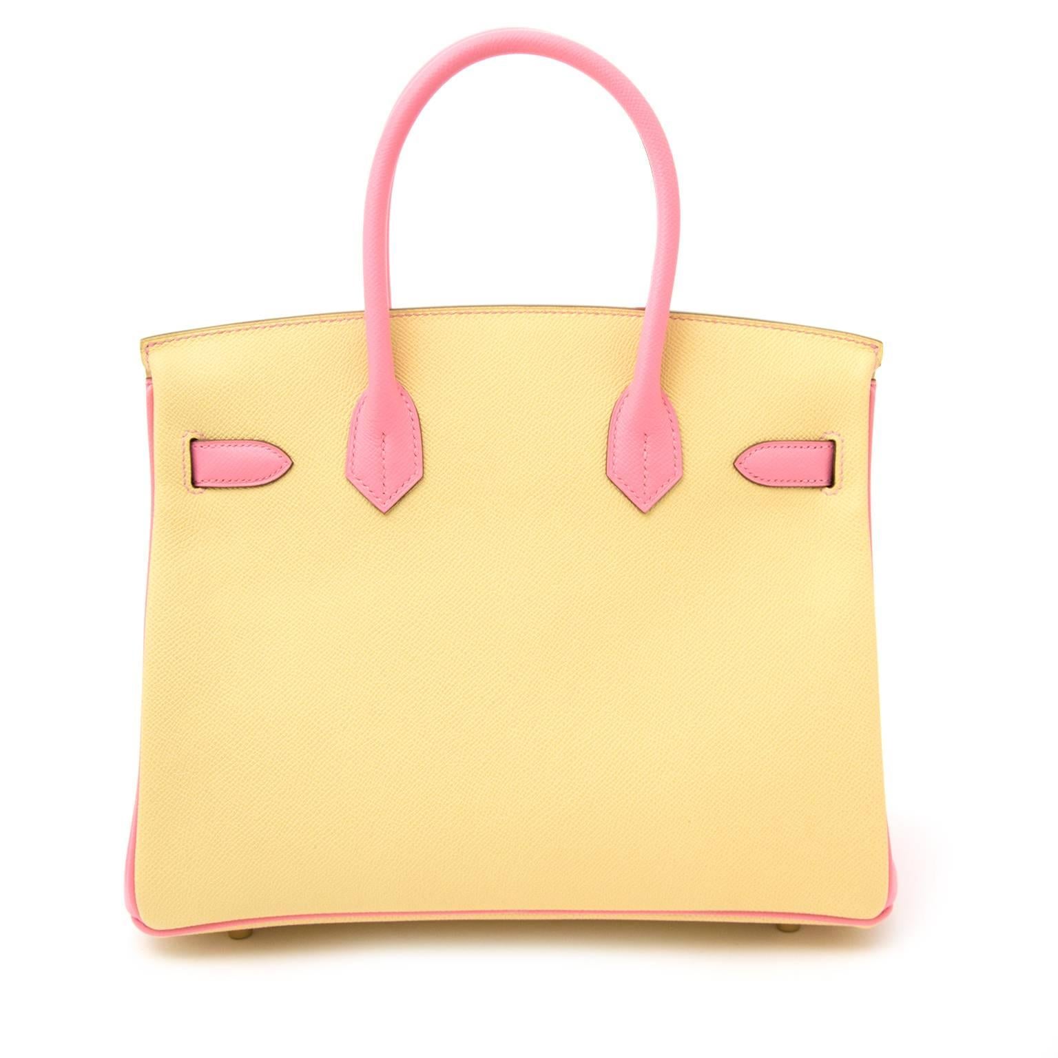 Orange Rare Brand New Hermès Birkin 30 Epsom  Bicolor Jaune Poussin And Rose Confetti