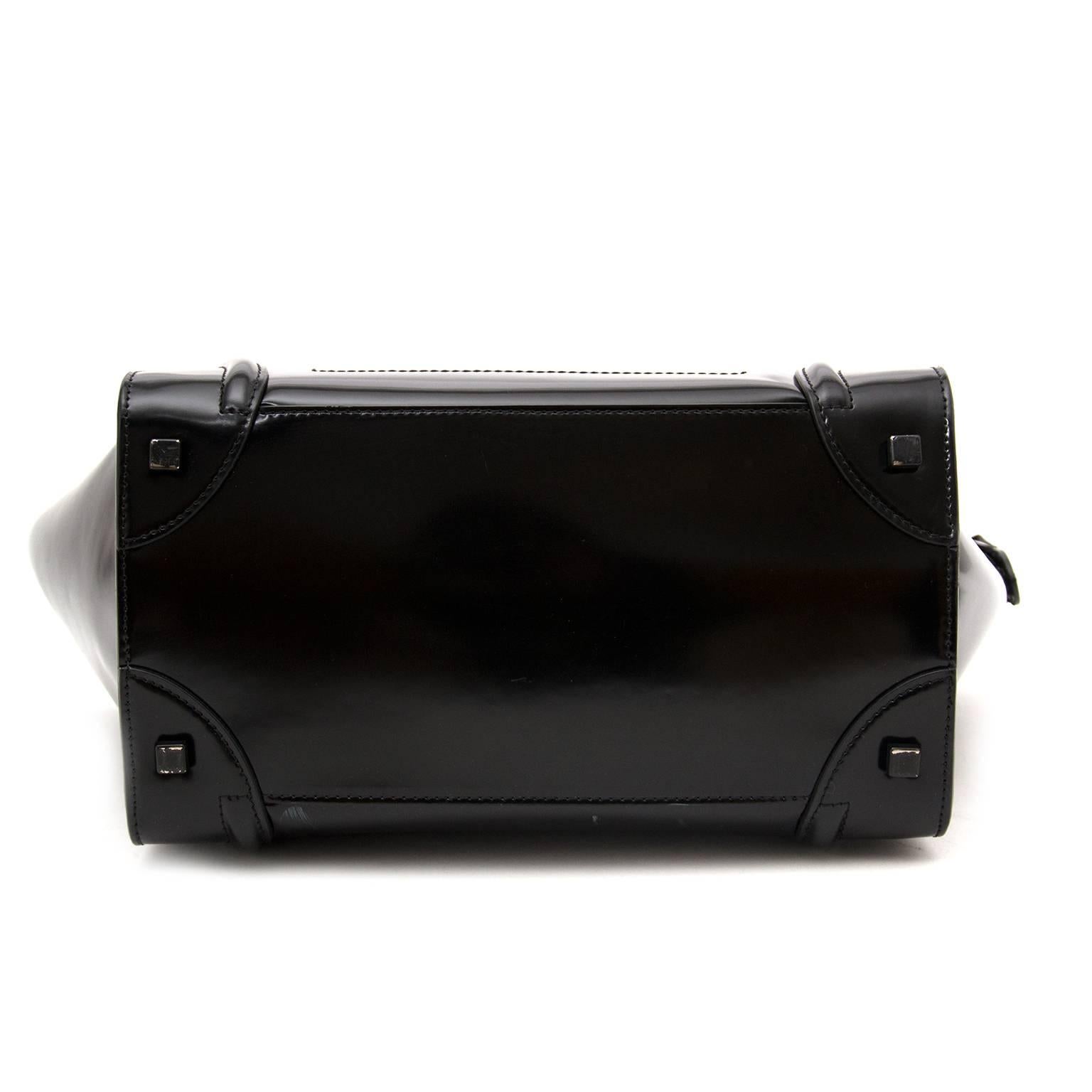 Black Céline Patent Leather Luggage