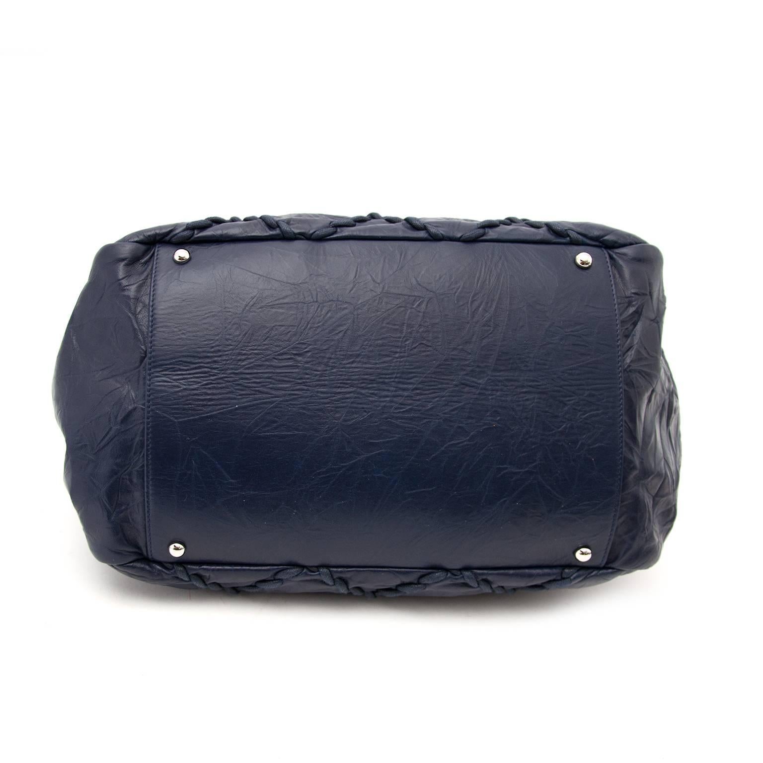 Black Chanel Blue Grand Shopping Tote Bag