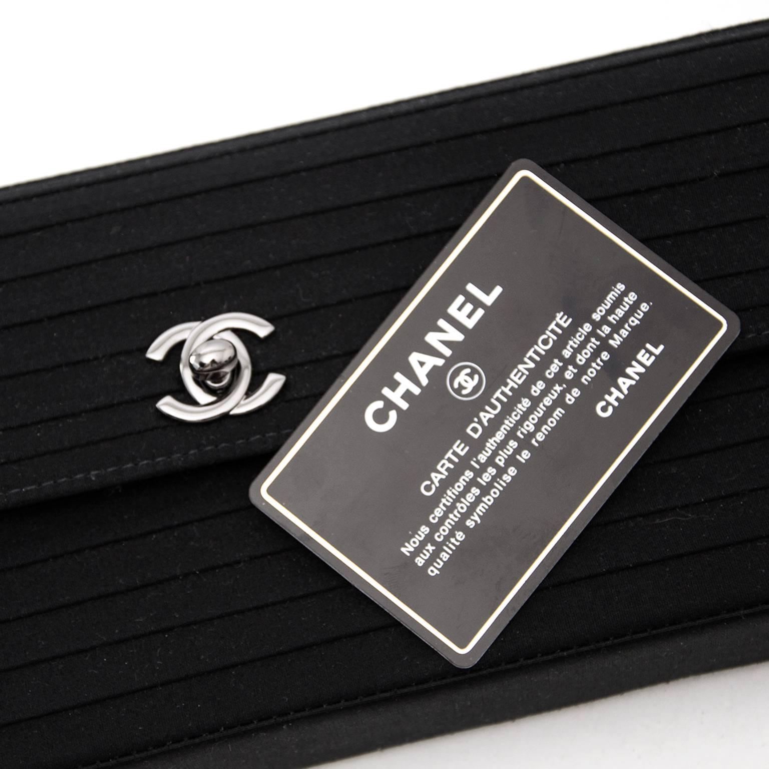 Chanel Black Flapbag Striped Fabric  1