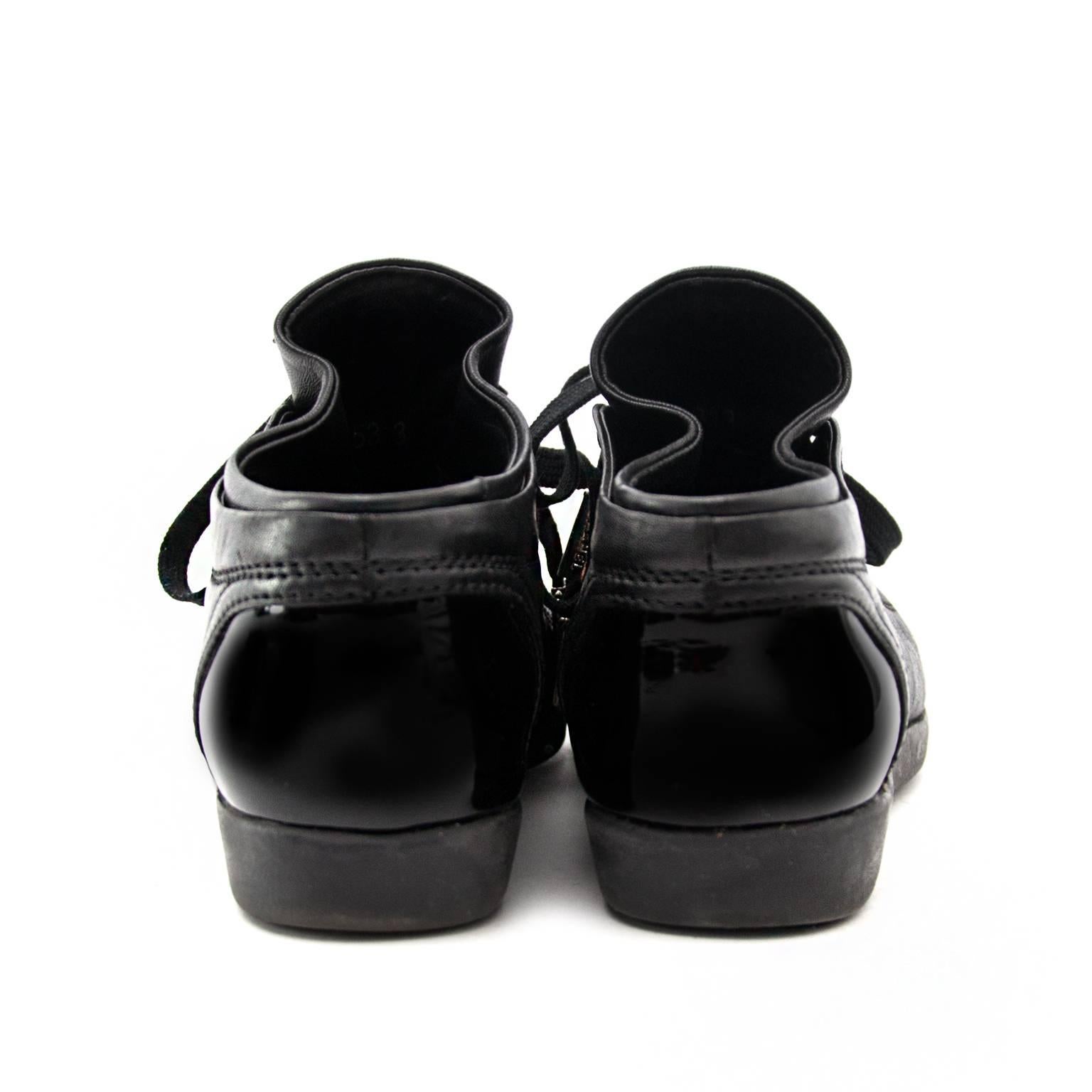 chanel black leather sneakers
