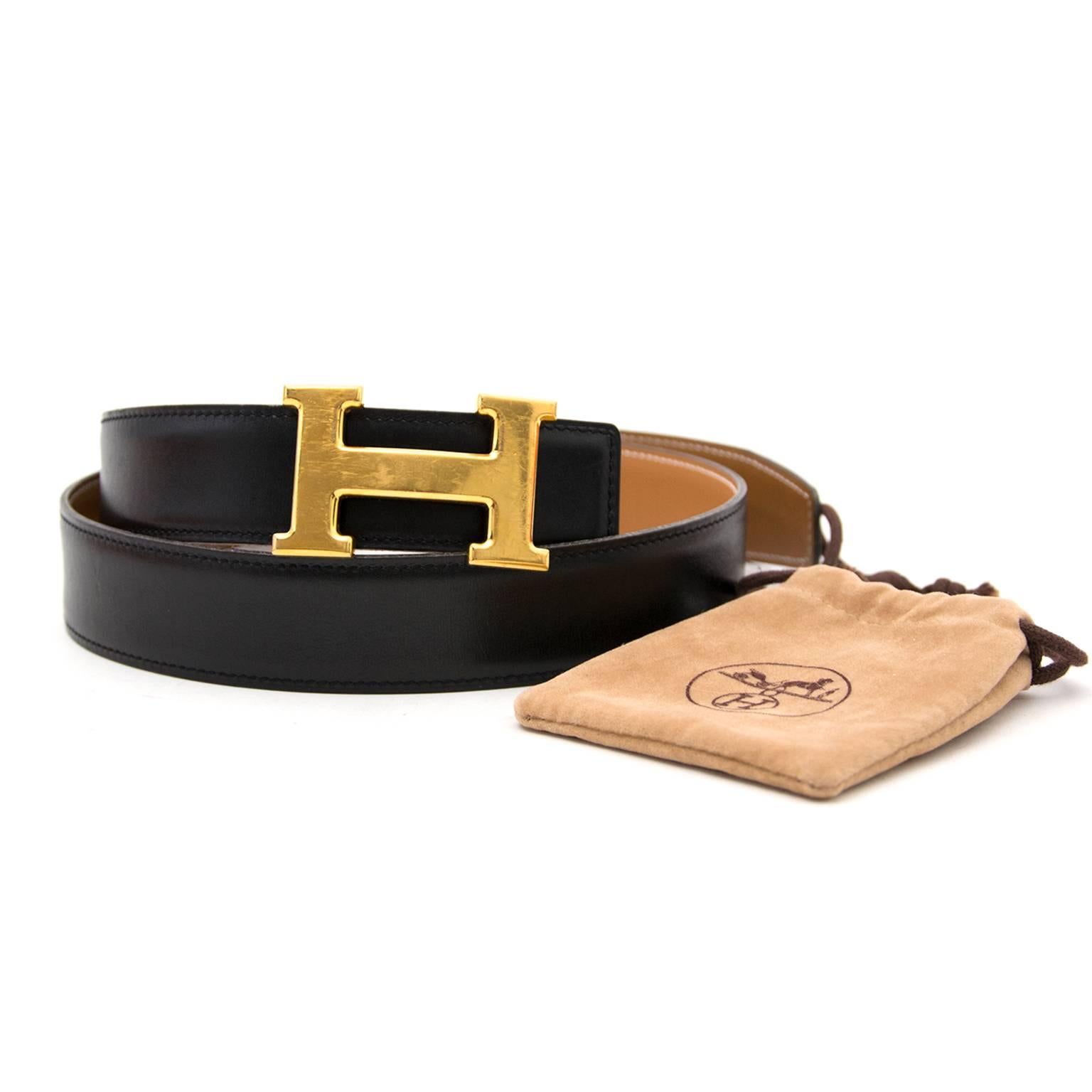 Hermès Reversible Gold/Black Constance H Belt  1