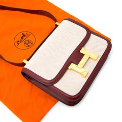 Hermès Constance Toile Bordeaux GHW