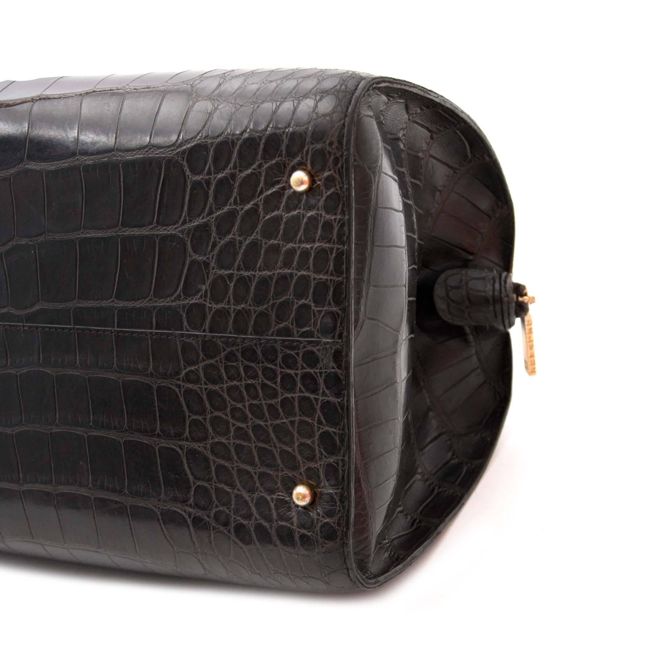 Delvaux Le Astrid Bag Croco In Excellent Condition For Sale In Antwerp, BE