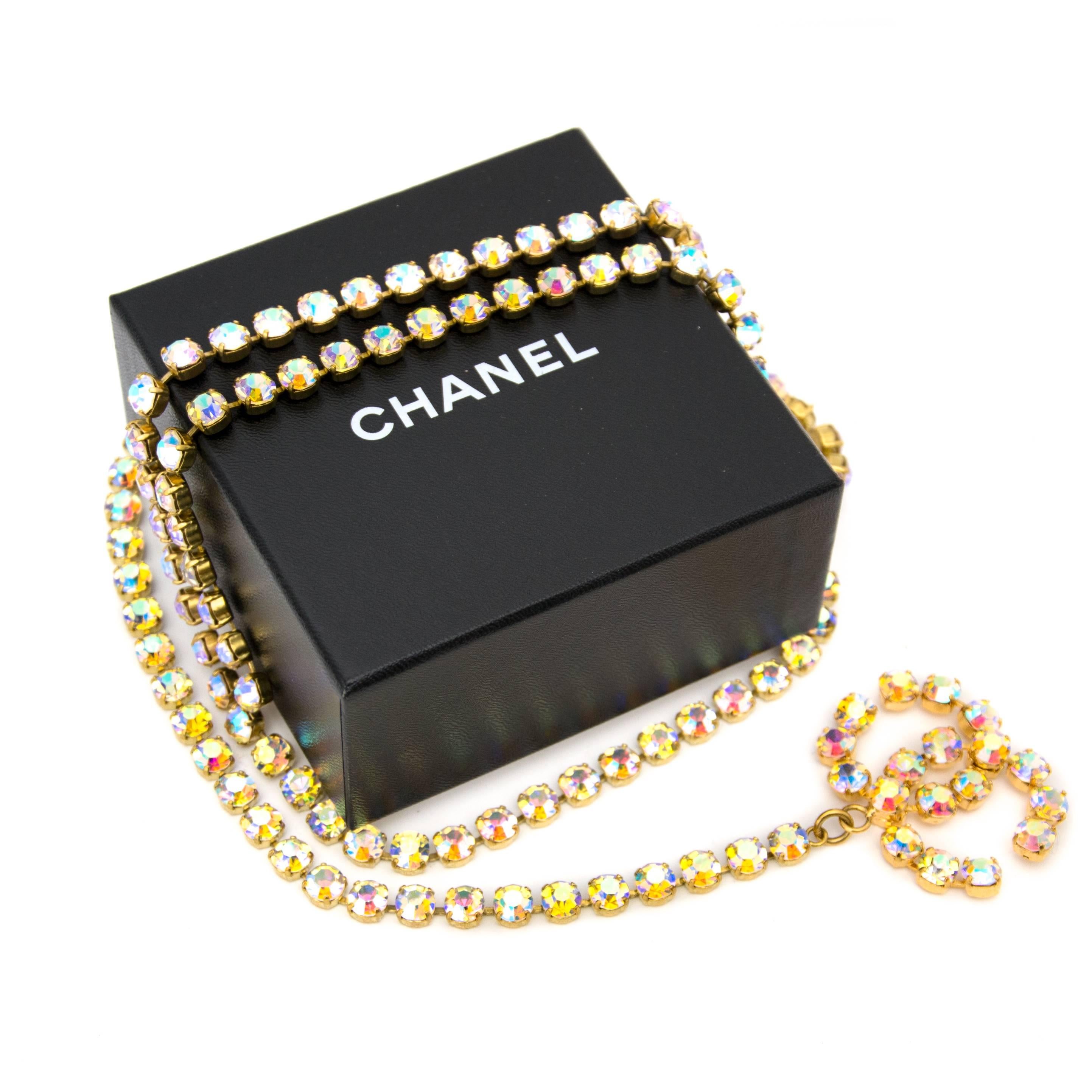 Beige Chanel Vintage Aurora Stone Chain Belt
