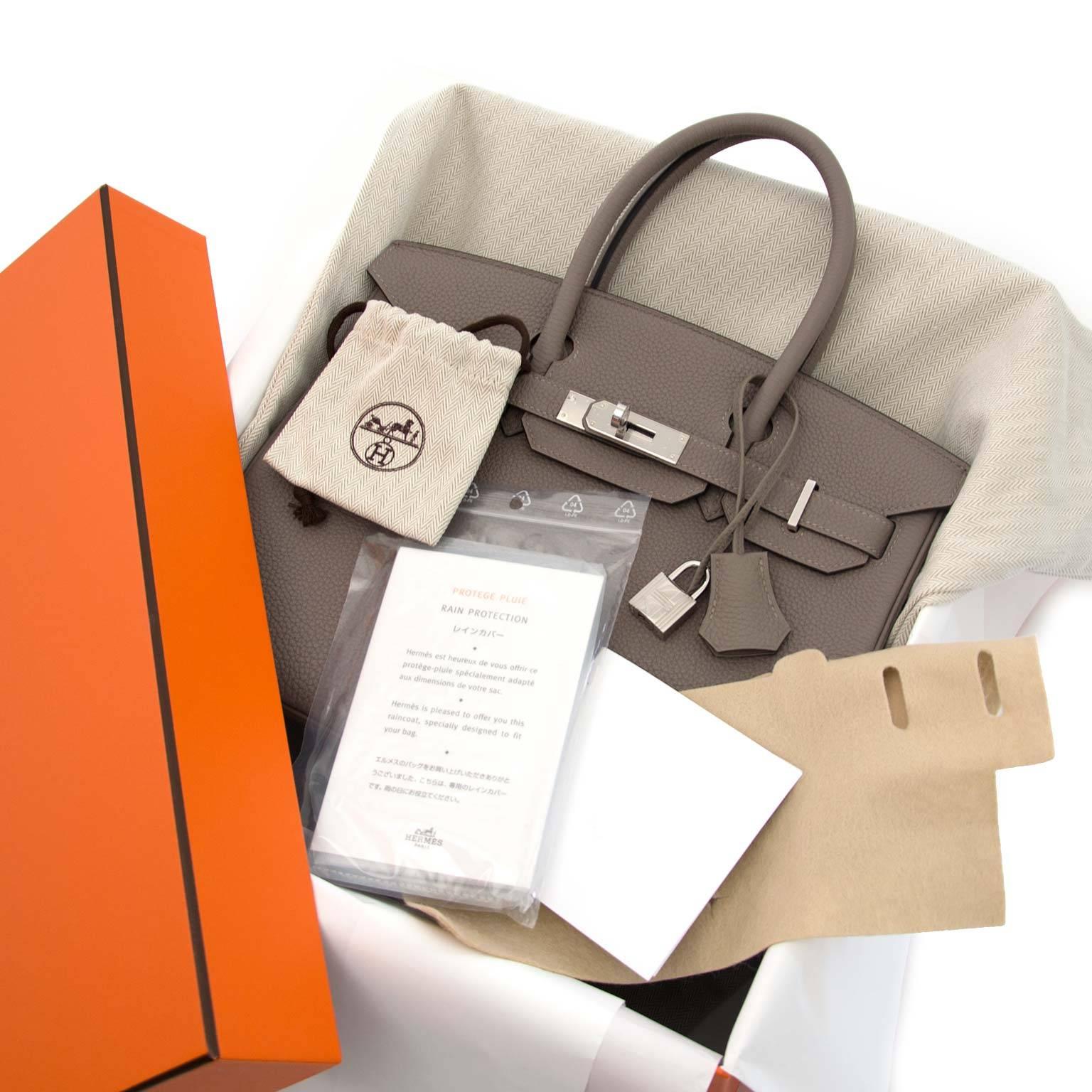 Gray Hermès Togo Gris Asphalte Palladium Hardware Birkin 30 Bag