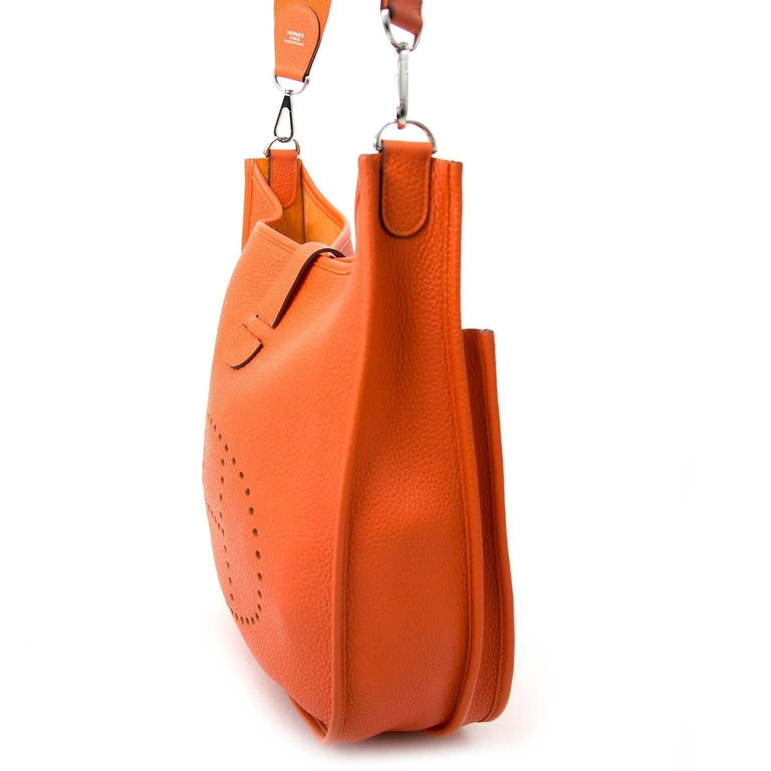 Orange Hermes Evelyne III Feu Taurillon Clemence Shoulder Bag 