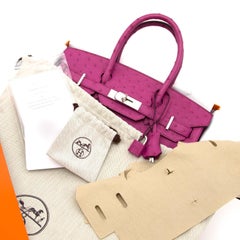 Hermès Birkin 30 Autruche Rose Pourpre PHW