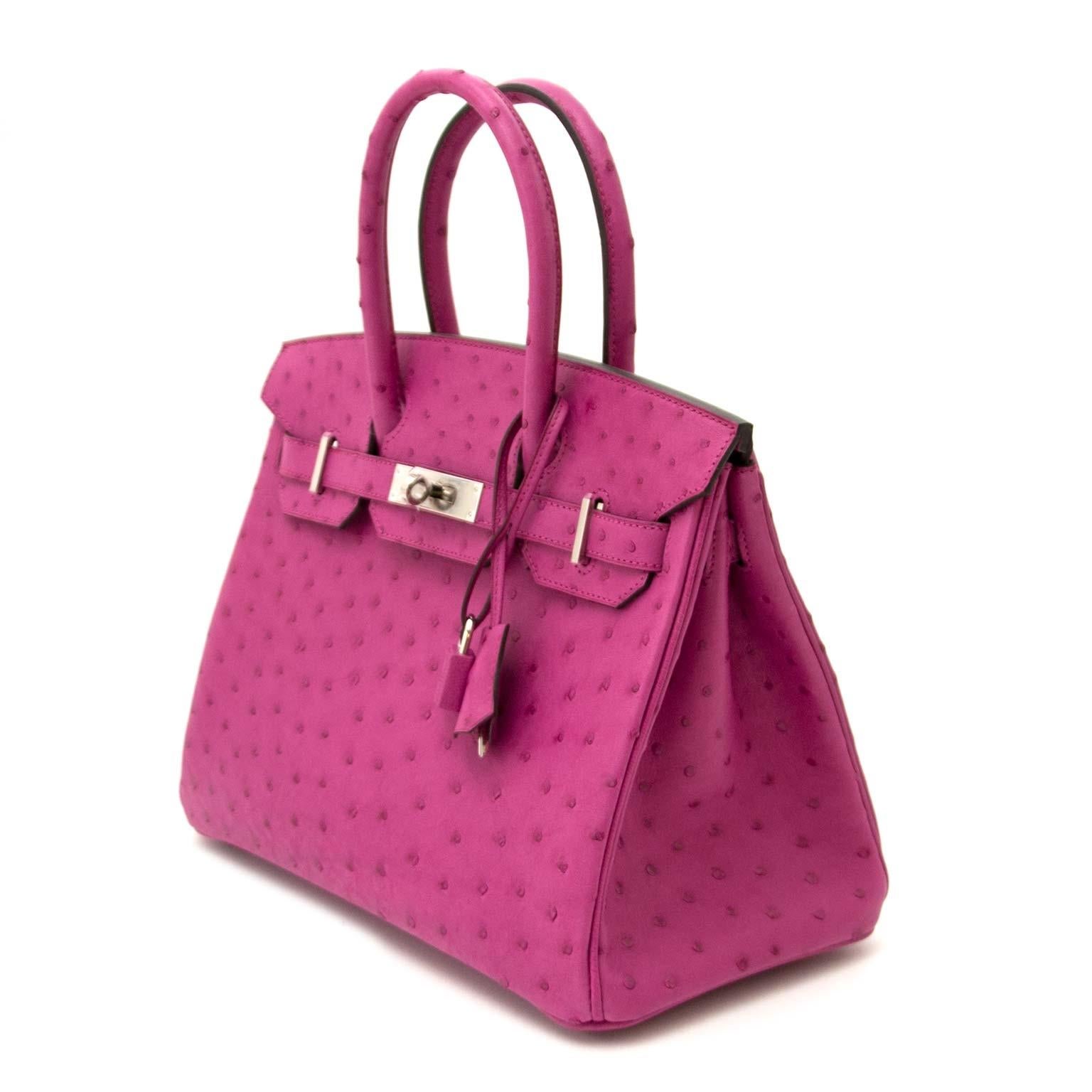 Pink  Hermès Birkin 30 Autruche Rose Pourpre PHW