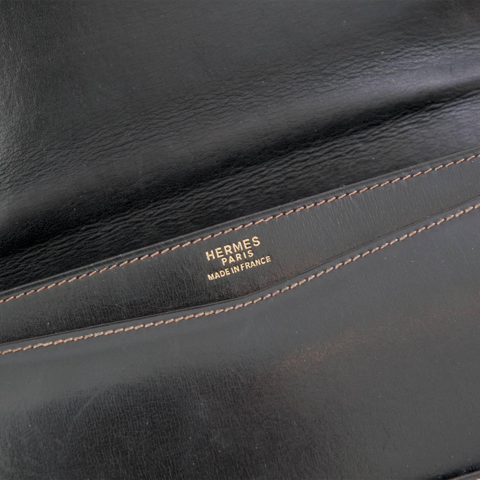 Black Hermès Faco Clutch Bag For Sale