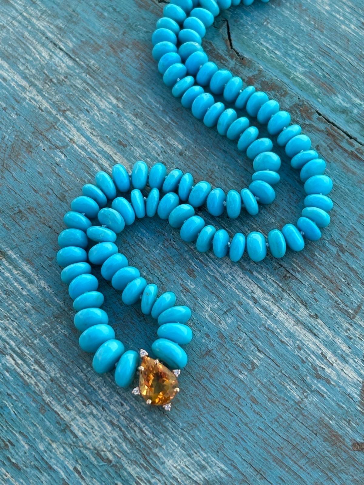 Collana con diamanti in turchese autentico della Bella Addormentata in vendita 1