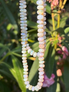 Genuine Estate Australian Coober Pedy Opal 14K Gold Diamond Necklace