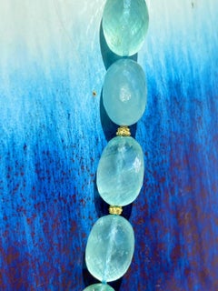 Regal Sky Blue Diamond Aquamarine Beaded Necklace in 18K Gold