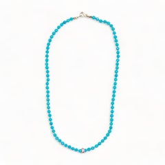 40 Carat Diamond and Sleeping Beauty Turquoise Necklace in 14K Solid Yellow Gold