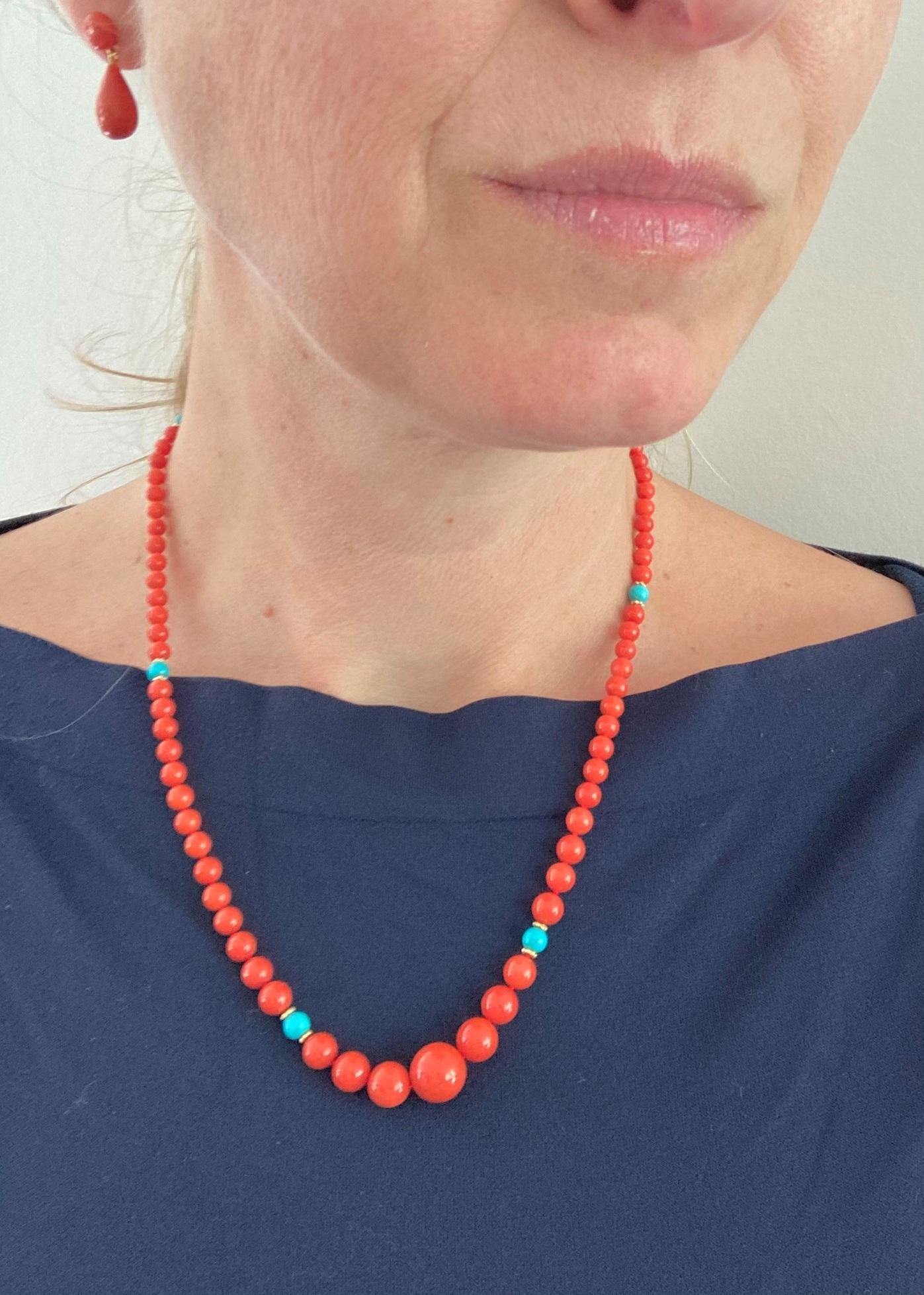 Collier italien en or 14 carats avec turquoises Sleeping Beauty en vente 1