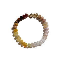 Echtes Regenbogen-Mondstein- und Opalarmband aus 14K Gelbgold
