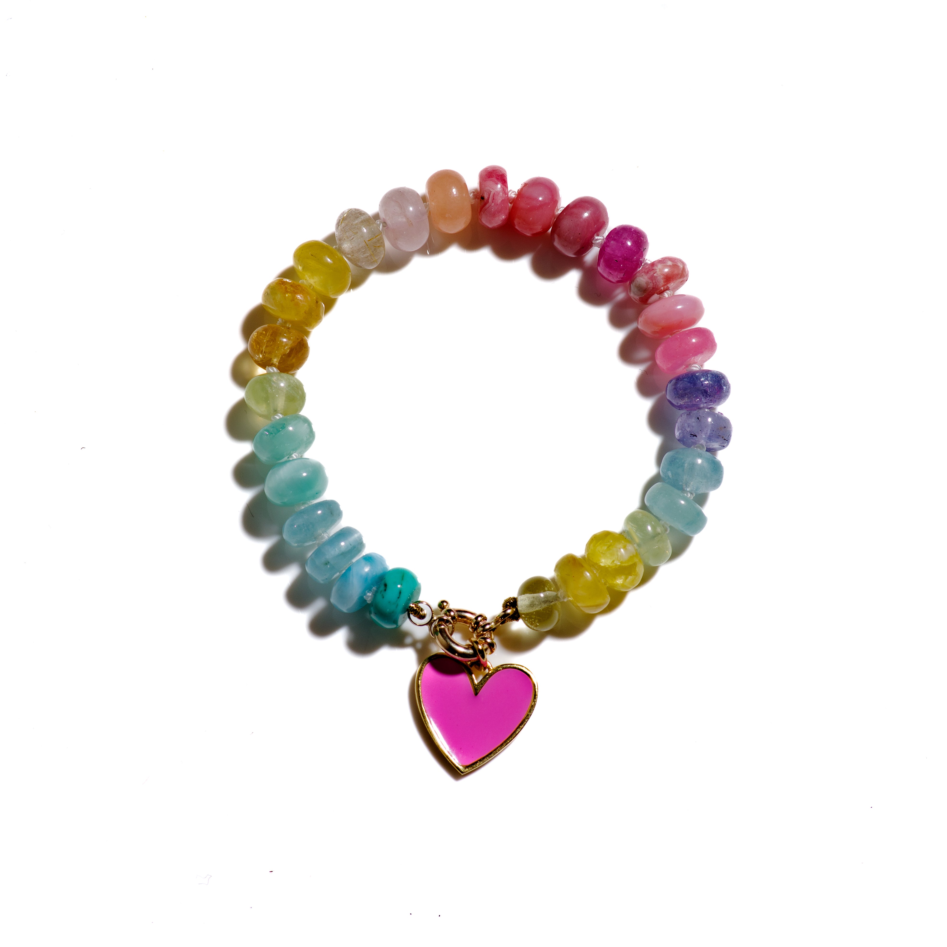 Bead Genuine Rainbow Sapphire and Opal Bracelet in 14K Yellow Gold For Sale