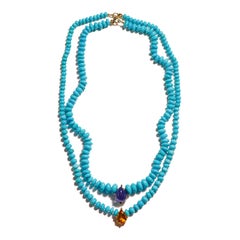 Genuine Sleeping Beauty Turquoise Diamond Necklace